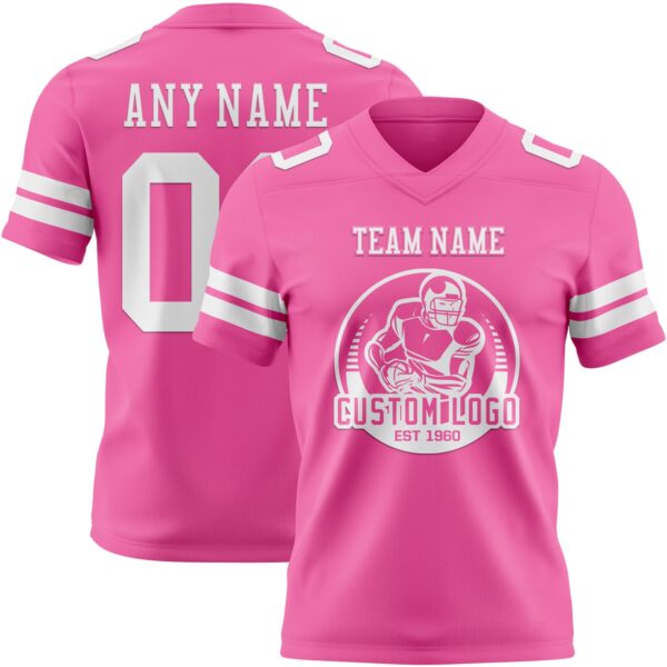 Custom Pink White Authentic Football Jersey