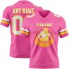 Custom Pink White-Yellow Authentic Football Jersey