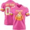 Pink0424-1 Custom Pink White-Yellow Authentic Football Jersey