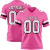 Custom Pink White-Black Authentic Football Jersey
