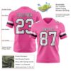 Custom Pink White-Black Authentic Football Jersey