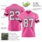 Pink0425-2 Custom Pink White-Black Authentic Football Jersey