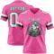Pink0428-1 Custom Pink White-Kelly Green Authentic Football Jersey