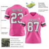 Custom Pink White-Kelly Green Authentic Football Jersey