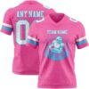 Custom Pink White-Sky Blue Authentic Football Jersey