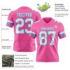 Custom Pink White-Sky Blue Authentic Football Jersey