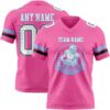 Custom Pink White Black-Light Blue Authentic Football Jersey