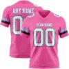 Custom Pink White Black-Light Blue Authentic Football Jersey