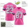 Custom Pink White Black-Light Blue Authentic Football Jersey
