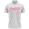 Custom White Pink 3D Pink Ribbon Breast Cancer Awareness Month Women Health Care Support Performance Polo Shirt