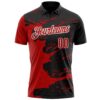 Custom Black Red-White 3D Bowling Splash Ink Performance Polo Shirt
