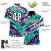 Custom Black Purple-Aqua 3D Bowling Abstract Grunge Art Performance Polo Shirt