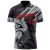Custom Black Red-Gray 3D Bowling Abstract Grunge Art Performance Polo Shirt