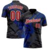 Custom Black Red-Royal 3D Bowling Abstract Grunge Art Performance Polo Shirt