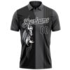 Custom Steel Gray Black-White 3D Bowling Tattoos Performance Polo Shirt