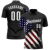 Custom Black White 3D Bowling American Flag Performance Polo Shirt