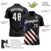 Custom Black White 3D Bowling American Flag Performance Polo Shirt