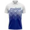 Custom White Royal 3D Pattern Design Gradient Square Shape Performance Polo Shirt