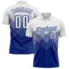 Custom White Royal 3D Pattern Design Gradient Square Shape Performance Polo Shirt