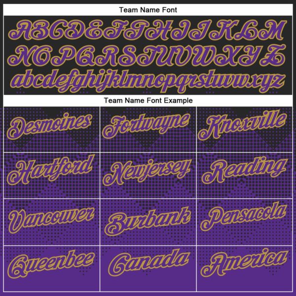 Custom Black Purple-Old Gold 3D Pattern Design Gradient Square Shape Performance Polo Shirt