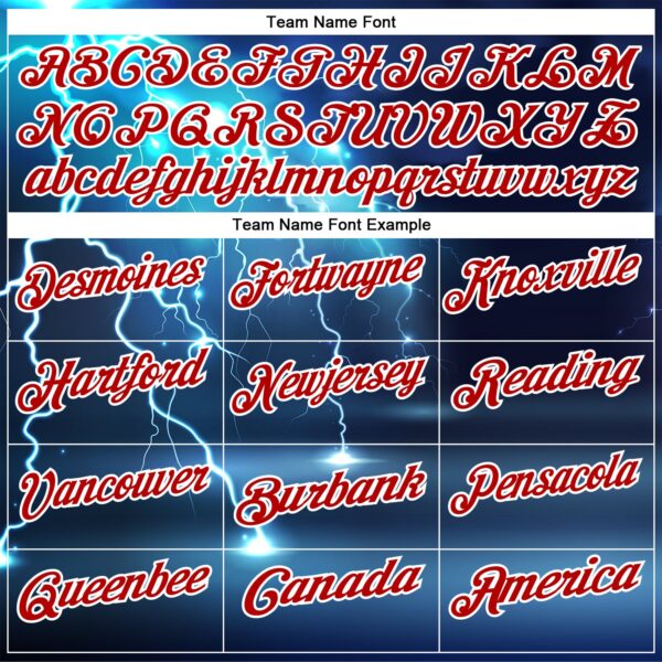 Custom Navy Red-White 3D Bowling Lightning Performance Polo Shirt