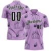 Custom Light Purple Black-White 3D Bowling Flaming Ball Performance Polo Shirt