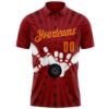 Custom Crimson Bay Orange 3D Bowling Star Performance Polo Shirt