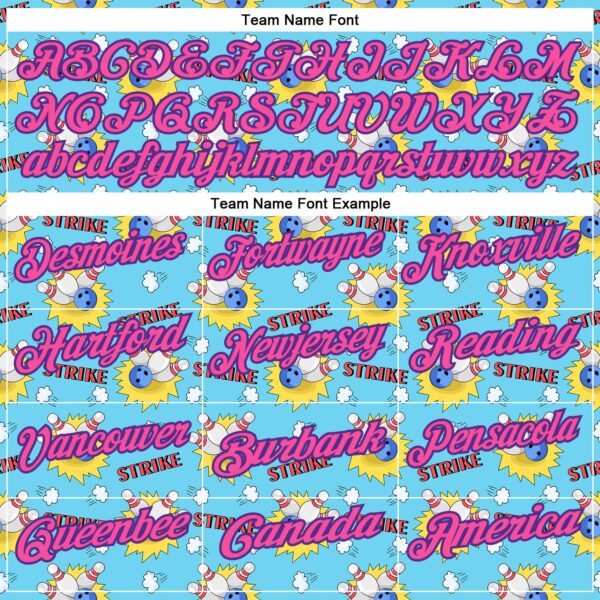 Custom Sky Blue Pink-Purple 3D Bowling Performance Polo Shirt