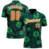 Custom Navy Bay Orange-Green 3D St. Patrick's Day Shamrock Performance Polo Shirt