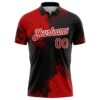 Custom Red Black-White 3D Pattern Design Abstract Brush Stroke Performance Polo Shirt