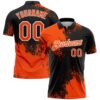 Custom Orange Black-White 3D Pattern Design Abstract Brush Stroke Performance Polo Shirt