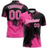 Custom Pink Black-White 3D Pattern Design Abstract Brush Stroke Performance Polo Shirt