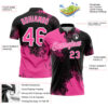 Custom Pink Black-White 3D Pattern Design Abstract Brush Stroke Performance Polo Shirt