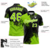 Custom Neon Green Black-White 3D Pattern Design Abstract Brush Stroke Performance Polo Shirt