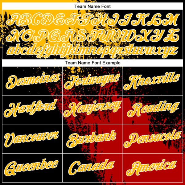 Custom Gold Black-Red 3D Pattern Design Abstract Brush Stroke Performance Polo Shirt