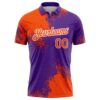 Custom Orange Purple-White 3D Pattern Design Abstract Brush Stroke Performance Polo Shirt