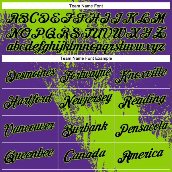 Custom Neon Green Black-Purple 3D Pattern Design Abstract Brush Stroke Performance Polo Shirt