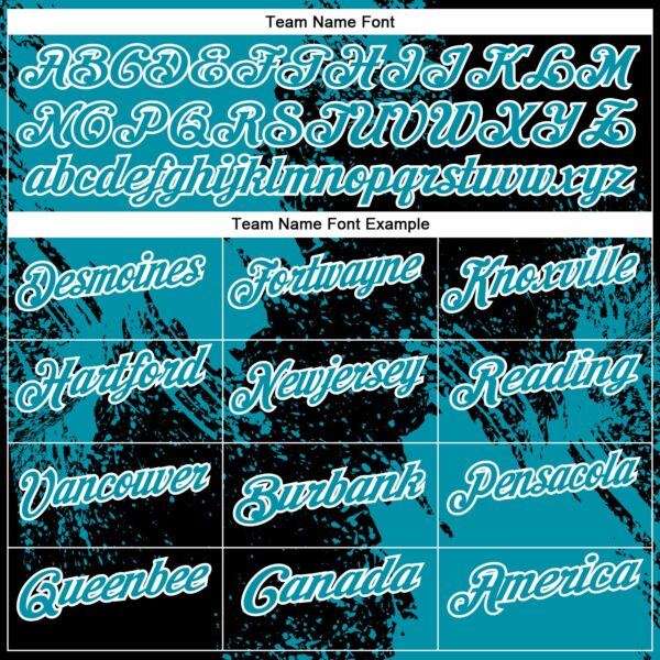 Custom Teal Black-White 3D Pattern Design Abstract Brush Stroke Performance Polo Shirt