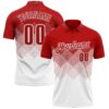 Custom Red White 3D Gradient Square Shape Performance Polo Shirt