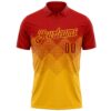Custom Red Gold 3D Gradient Square Shape Performance Polo Shirt