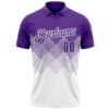 Custom Purple White 3D Gradient Square Shape Performance Polo Shirt