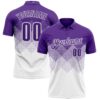 Custom Purple White 3D Gradient Square Shape Performance Polo Shirt