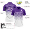 Custom Purple White 3D Gradient Square Shape Performance Polo Shirt