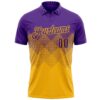 Custom Purple Gold 3D Gradient Square Shape Performance Polo Shirt