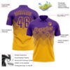Custom Purple Gold 3D Gradient Square Shape Performance Polo Shirt
