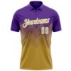 Custom Purple White-Old Gold 3D Gradient Square Shape Performance Polo Shirt