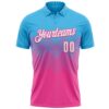 Custom Sky Blue White-Pink 3D Gradient Square Shape Performance Polo Shirt