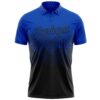 Custom Thunder Blue Black 3D Gradient Square Shape Performance Polo Shirt