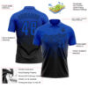 Custom Thunder Blue Black 3D Gradient Square Shape Performance Polo Shirt