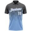 Custom Steel Gray White-Light Blue 3D Gradient Square Shape Performance Polo Shirt